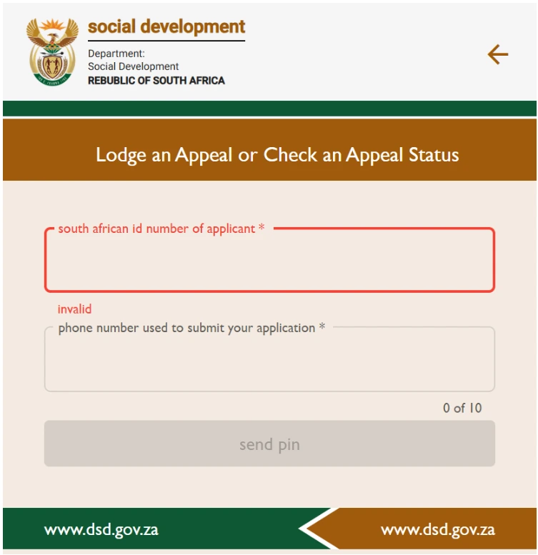 SASSA STATUS CHECK 6 Form for appeal status submission